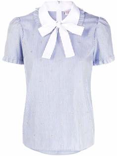 RED Valentino collar bow star-embroidered striped blouse