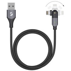Кабель USB-A - Lightning, поворотный коннектор, 2,4 A, 1.2м, алюминий, нейлоновая оплетка Deppa