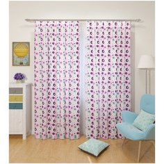 Шторы для детской "Сиреневые цветочки", 145*260 см, 2 шт. Сирень