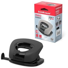 Дырокол ErichKrause R20 Soft touch до 15 листов, черный (в коробке по 1 шт.)