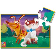 Мягкие пазлы А5 "Кот и собака" 12 элементов Vladi Toys