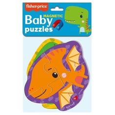 Мягкие магнитные пазлы Baby puzzle Fisher-Price "Динозаврики" 2 картинки 6 эл. Vladi Toys