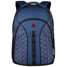 Рюкзак для города Wenger 16, синий со светоотражающим принтом, полиэстер, 35x27x47 см, 27 л, 610214
