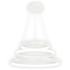 Люстра Лючера luchera потолочная, подвесная светодиодная, Руэдо, тройное кольцо, TLRU3-50/60/70-01, белая, алюминий, 3000K(теплый свет), диаметр 50см, 60см, 70см, светильник, 95Вт