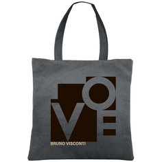Сумка-шоппер Bruno Visconti КВАДРАТНАЯ, СЕРАЯ "LOVE" 39x39 cm
