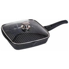 Сковорода-гриль Мечта Гранит Black литая, съемная ручка, стеклянная крышка, 28х28 см
