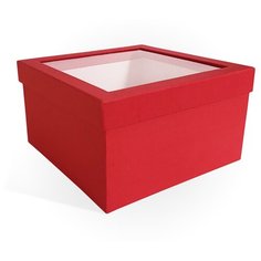Подарочная коробка с прозрачной крышкой-окном 230х230х130мм «Красный» РутаУпак