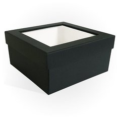 Подарочная коробка с прозрачной крышкой-окном 190х190х90мм «Черный» РутаУпак
