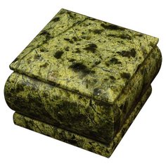 Шкатулка из змеевика с флоком внутри 85х85х60мм без фурнитуры КаРо