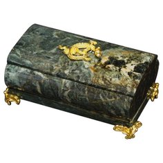 Шкатулка из офиокальцита с ящерицей, на ножках 105х60х60 мм. КаРо