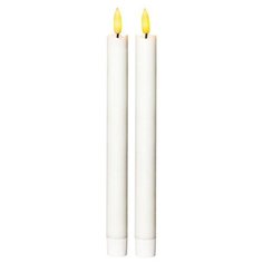 Электрические восковые столовые свечи FLAMME белые, тёплые белые мерцающие LED-огни, "натуральный фитилёк" 3D, таймер, Star Trading
