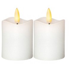 Электрические восковые свечи FLAMME белые, тёплые белые мерцающие LED-огни, "натуральный фитилёк", таймер, 5х7.5 см (наб Star Trading
