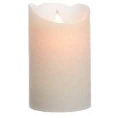 Свеча восковая ПРАЗДНИЧНАЯ с глиттером, кремовая, тёплый белый LED-огонь колышущийся, 7.5x12.5 см, батарейки, таймер, Ka Kaemingk