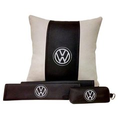 67610 Подарочный набор с логотипом VOLKSWAGEN, подушка в салон, накладки и ключница Auto Premium