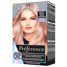 LOreal Paris Preference Cool Blondes стойкая краска для волос, 8.12 светло-русый пепельный бежевый (Аляска)