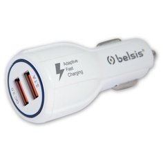 Автомобильное зарядное устройство Belsis BS1310, быстрая зарядка,Quick Charge QC 3.0, 2 USB, 5,1 A, белый