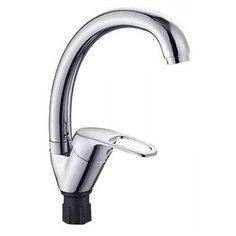 Смеситель д/кухни с высоким изливом, крепление гайка, хром, Эверест (Россия), арт B59-022