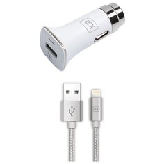 Автомобильное зарядное устройство iP+1USB Exployd Sonder QC3.0 1m White