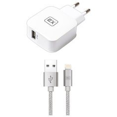 Зарядное устройство для телефона 1USB 2.4A+кабель USB-iP Exployd Sonder EX-Z-619 QC3.0 1m White