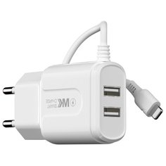 Зарядное устройство для телефона 2USB 2.4A+кабель USB-iP WK Michon WP-U71i 1m White W!K!