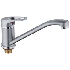 HAIBA, Смеситель для кухни (мойки) латунный поворотный с длинным изливом, матовое хромирование