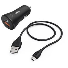 Комплект зар./устр. Hama H-178337 3A (QC) универсальное кабель microUSB черный (00178337)