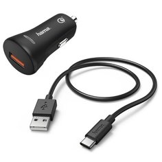 Комплект зар./устр. Hama H-183231 3A (QC) универсальное кабель USB Type C черный (00183231)