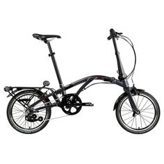 Складной велосипед Dahon Curl I4, рама алюминиевая, колёса 16", крылья, багажник, 4 скорости. Цвет: чёрный