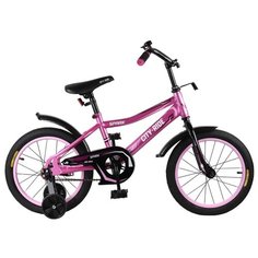 Велосипед детский двухколесный City-Ride Spark, рама сталь, колеса радиус 16", страховочные колеса, велосипед для мальчиков, для девочек, для детей, цвет Розовый