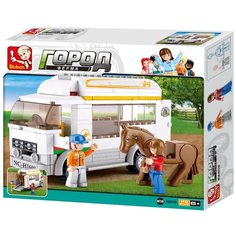 Конструктор SLUBAN Городская серия M38-B0559 Трейлер для лошадки