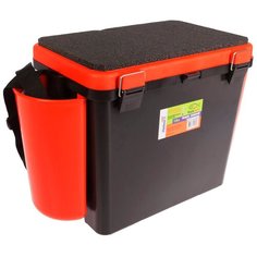 Ящик для рыбалки HELIOS FishBox односекционный (19л) 38х25.5х32 см оранжевый/черный