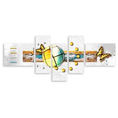 Модульная картина на холсте "Бабочки" 120x52 см Modulka.Ru