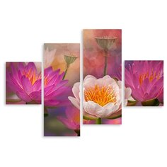 Модульная картина на холсте "Бело-розовые лотосы" 170x121 см Modulka.Ru