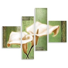 Модульная картина на холсте "Белые каллы на фисташковом фоне" 150x126 см Modulka.Ru