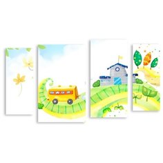 Модульная картина на холсте "Автобус из детства" 150x87 см Modulka.Ru