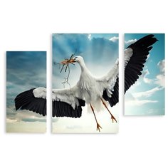 Модульная картина на холсте "Аист" 150x101 см Modulka.Ru