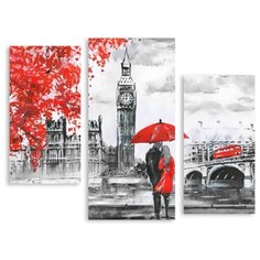 Модульная картина на холсте "Красно-серый Лондон" 150x119 см Modulka.Ru