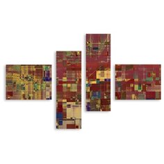 Модульная картина на холсте "Красные пиксели" 120x81 см Modulka.Ru