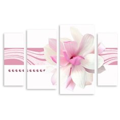 Модульная картина на холсте "Бело-розовая нежность" 150x100 см Modulka.Ru