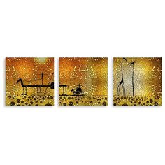 Модульная картина на холсте "Абстрактные животные" 170x57 см Modulka.Ru
