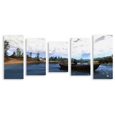 Модульная картина на холсте "Рыбак" 170x277 см Modulka.Ru