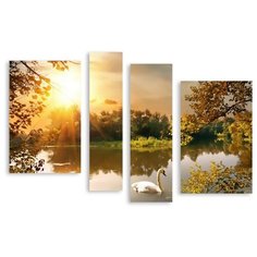 Модульная картина на холсте "Лебединое озеро" 150x103 см Modulka.Ru