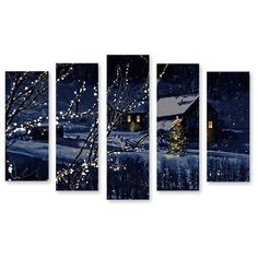 Модульная картина на холсте "Новый год в деревне" 120x81 см Modulka.Ru