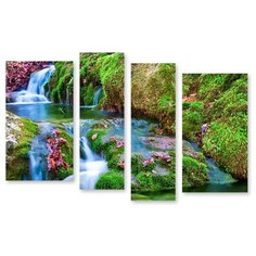 Модульная картина на холсте "Водопад осенью" 150x100 см Modulka.Ru