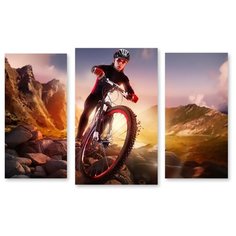 Модульная картина на холсте "Велогонка в горах" 120x79 см Modulka.Ru
