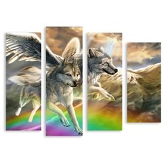 Модульная картина на холсте "Волки" 90x70 см Modulka.Ru