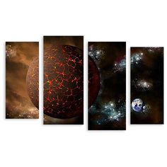 Модульная картина на холсте "Красно-черная планета" 120x77 см Modulka.Ru