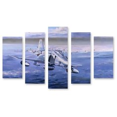 Модульная картина на холсте "Военный самолет" 150x94 см Modulka.Ru
