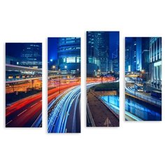 Модульная картина на холсте "Ночной Гонконг" 170x125 см Modulka.Ru