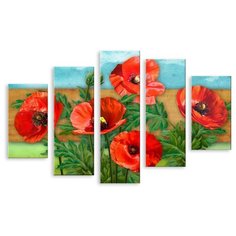 Модульная картина на холсте "Яркие маки" 150x100 см Modulka.Ru